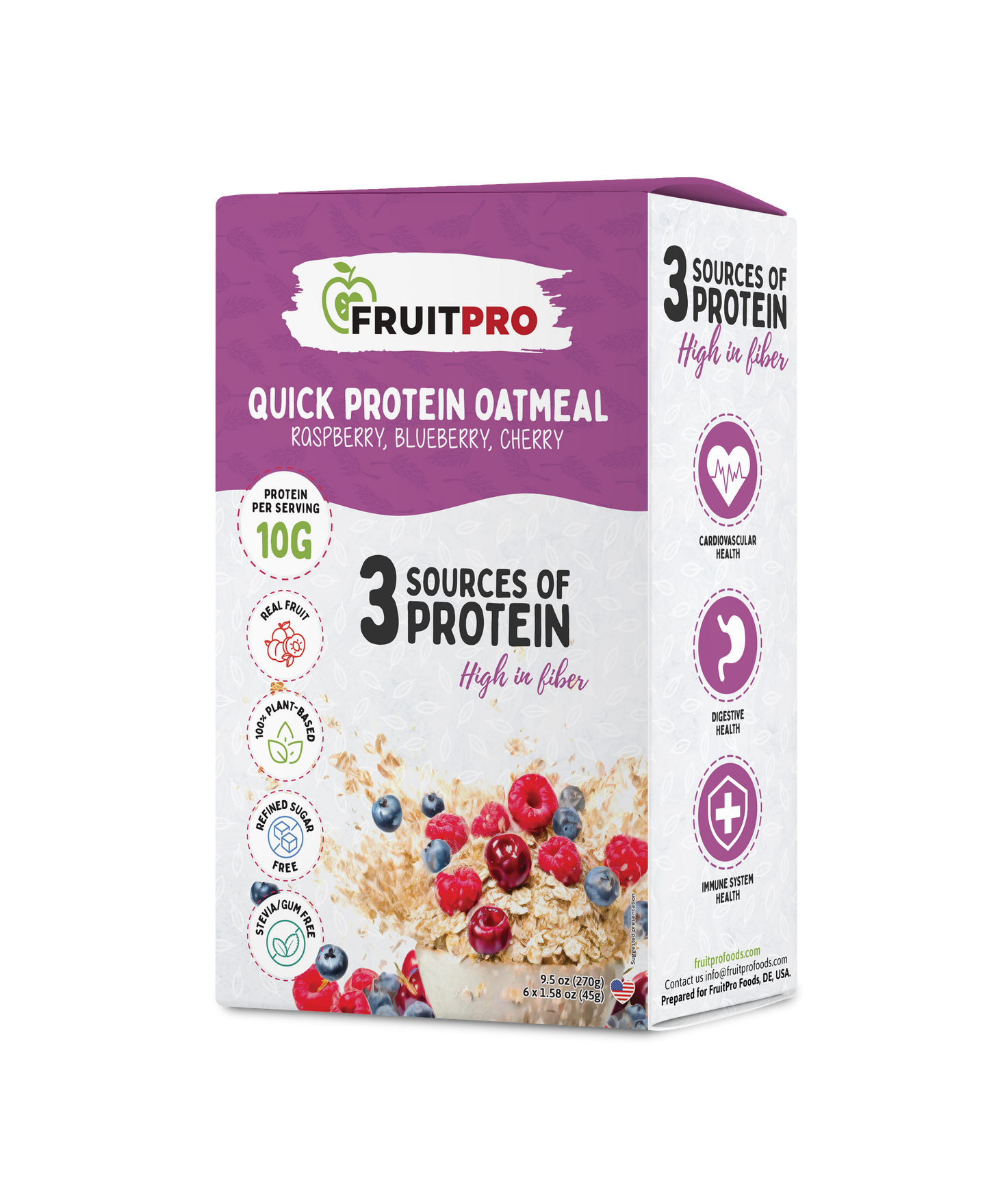 Quick Protein Oatmeal - Raspberry, Blueberry, Cherry (Box)