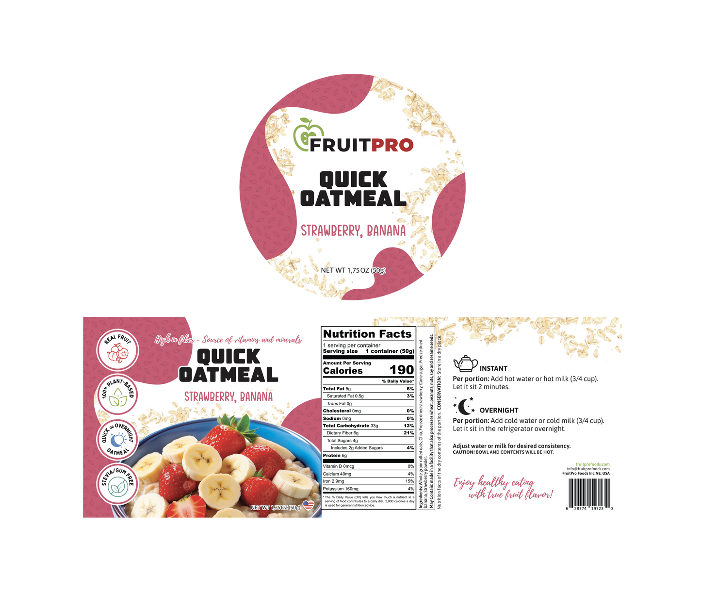 Strawberry Banana Grab'N'Go Quick Oatmeal