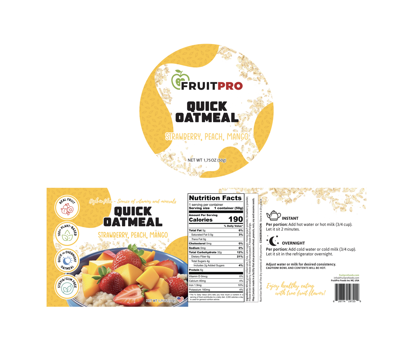 Strawberry, Peach & Mango Grab'N'Go Quick Oatmeal